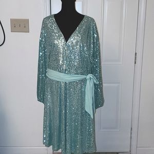 Eloquii Sequined mini wrap dress